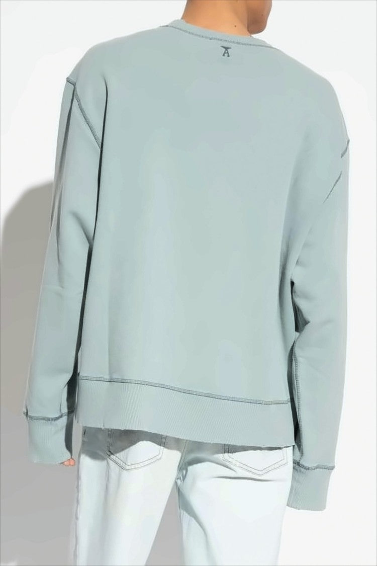 Ami Relaxed-Fit Long-Sleeve Cotton Top With Subtle Logo
