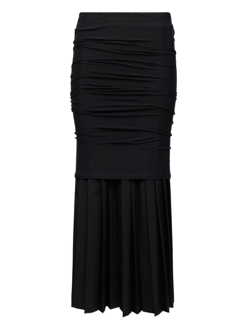 Mm6 By Maison Margiela Midi Skirt With Ruching Detail In Nero