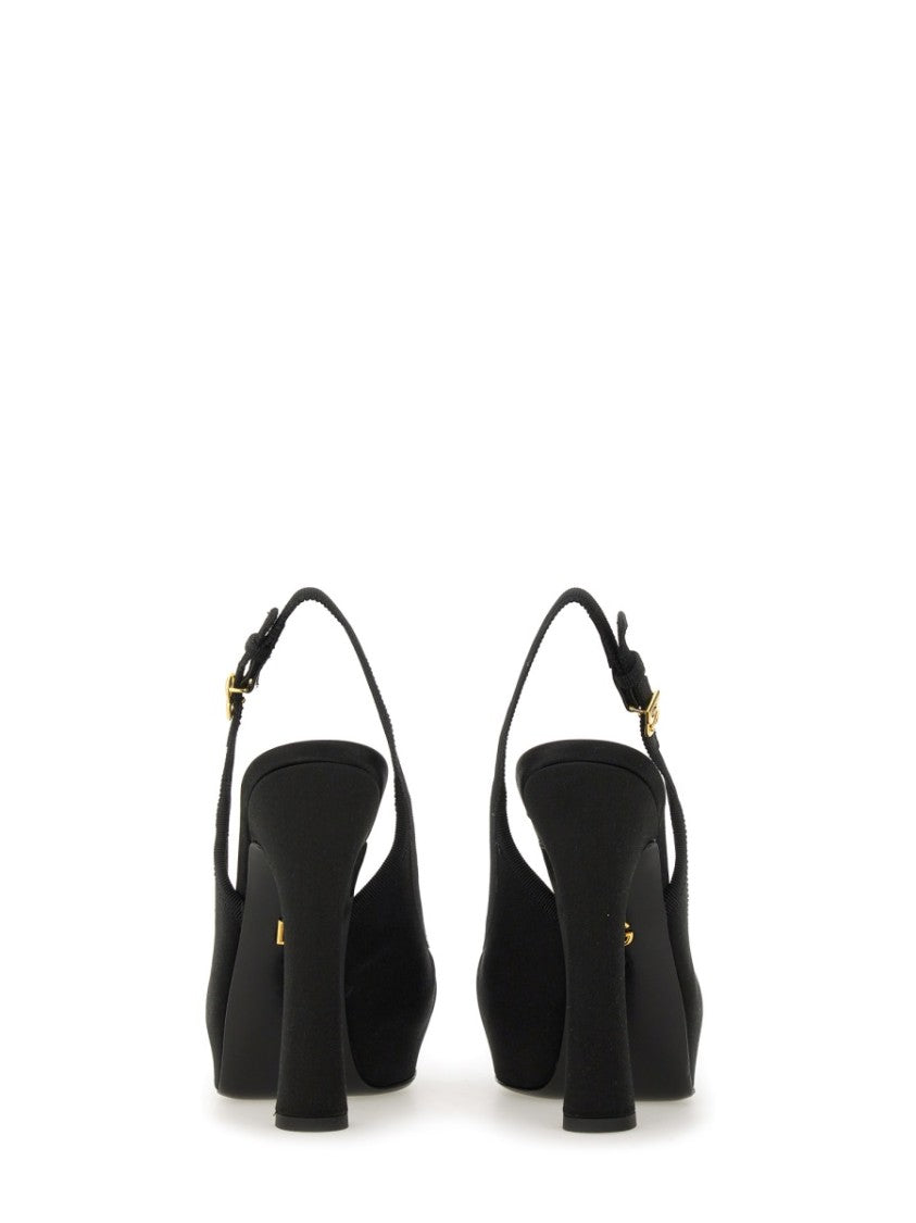 Dolce & Gabbana Satin Slingback Heels With Bow Detail