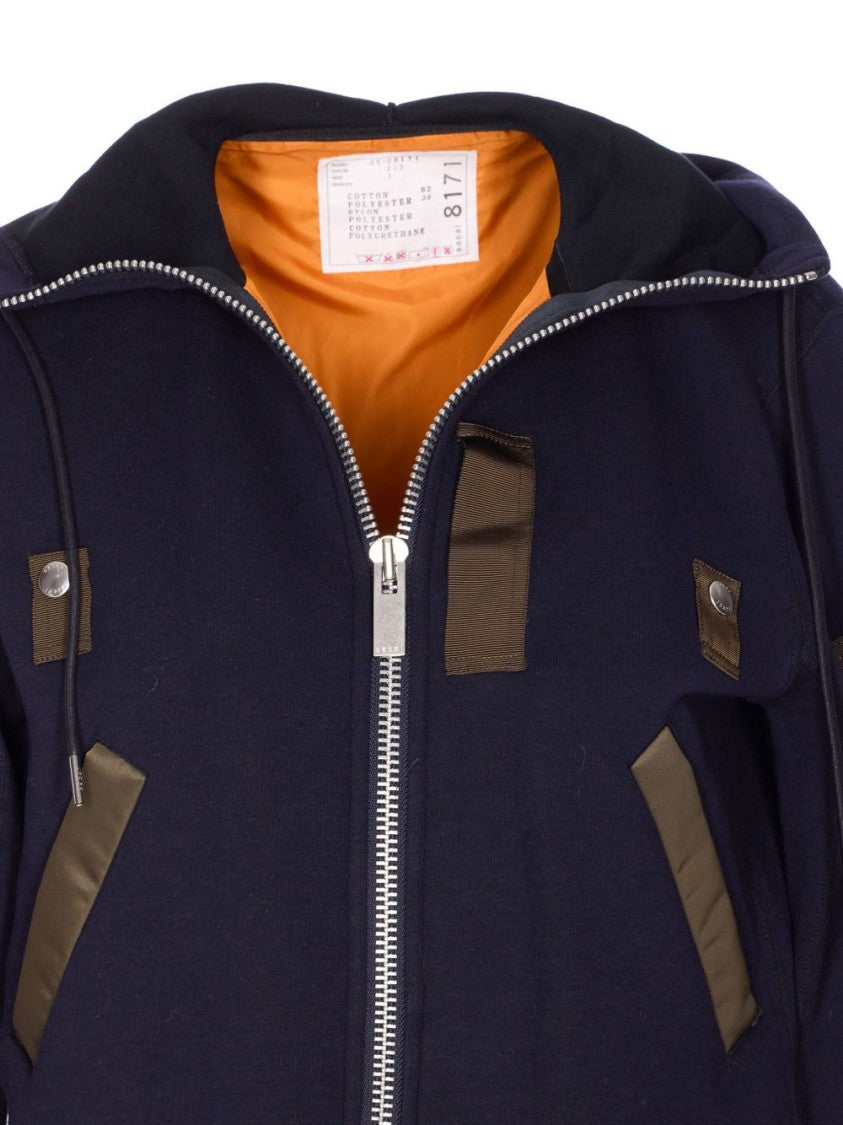 Sacai Hoodie-Style Sweater With Navy And Olive Accents