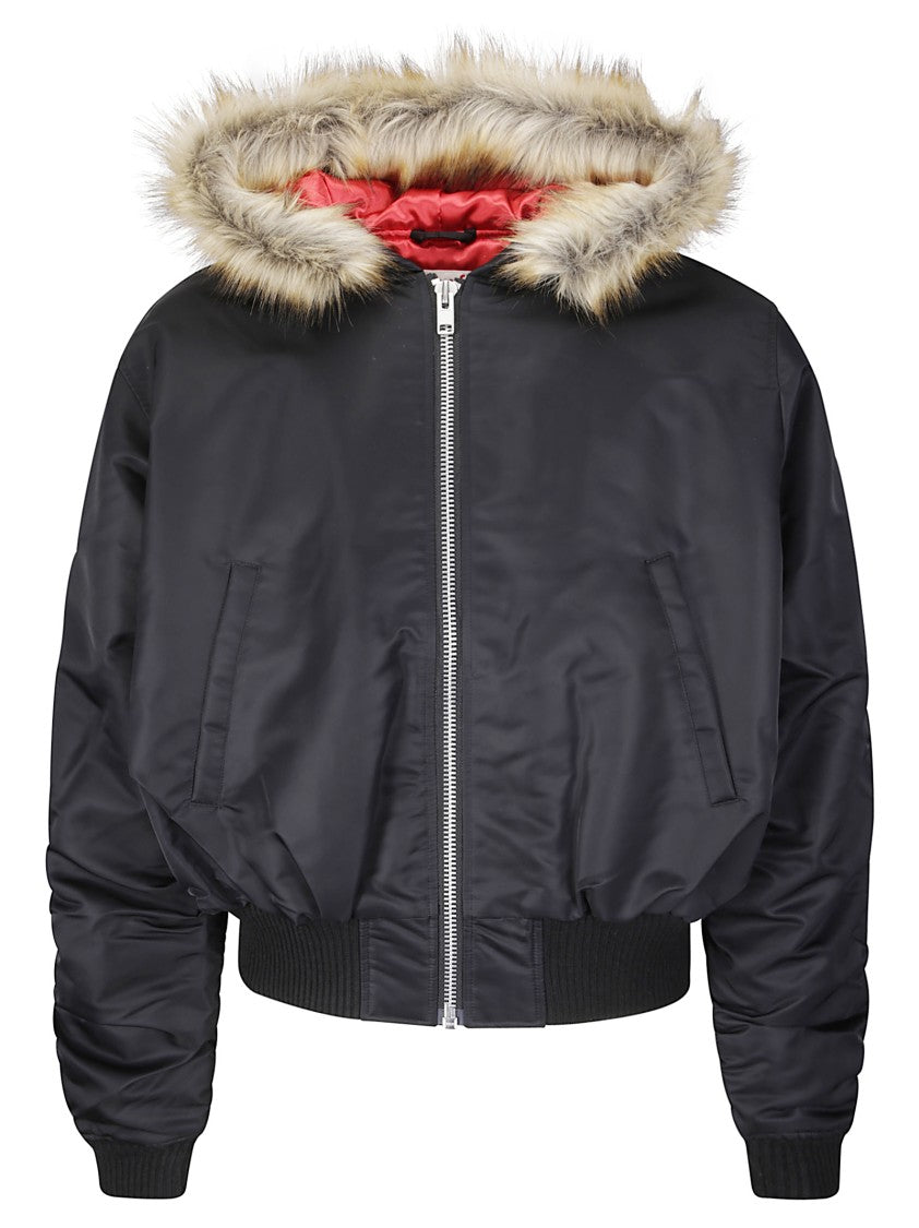 Stockholm Surfboard Club Hooded Bomber Jacket With Fitted Waistband And Zip Closure