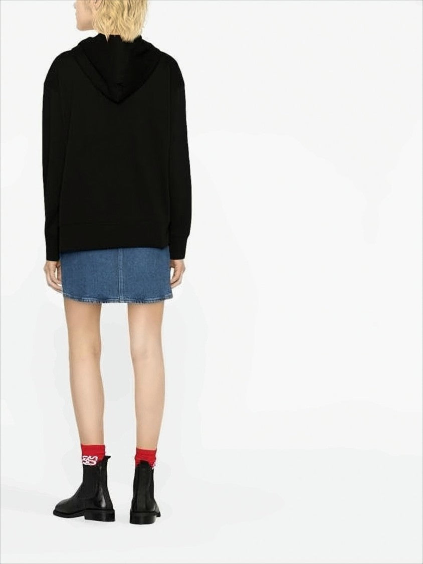 Kenzo Relaxed Fit Black Hoodie With Bold Logo Patch