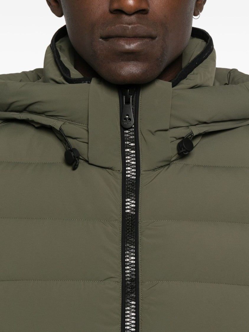 Peuterey Padded Green Jacket With Horizontal Quilting
