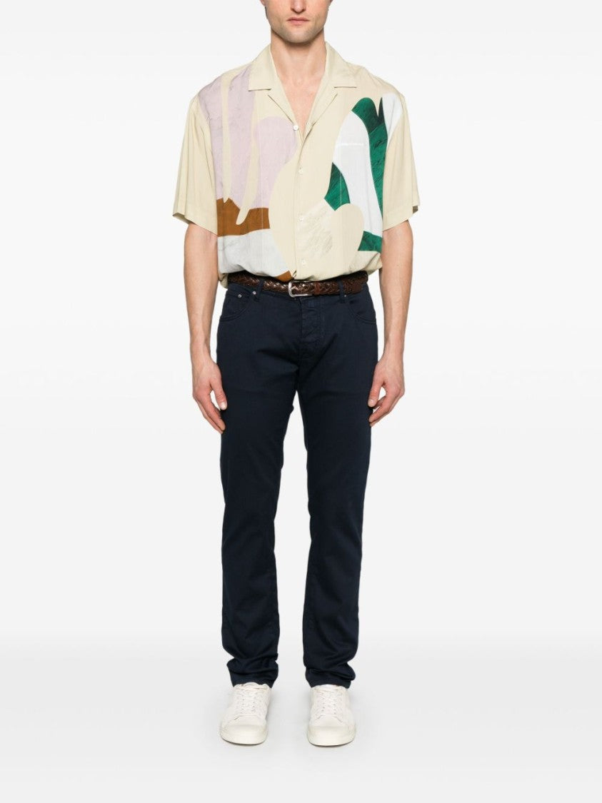 Jacob Cohen Navy Blue Denim Jeans With Classic Five-Pocket Design