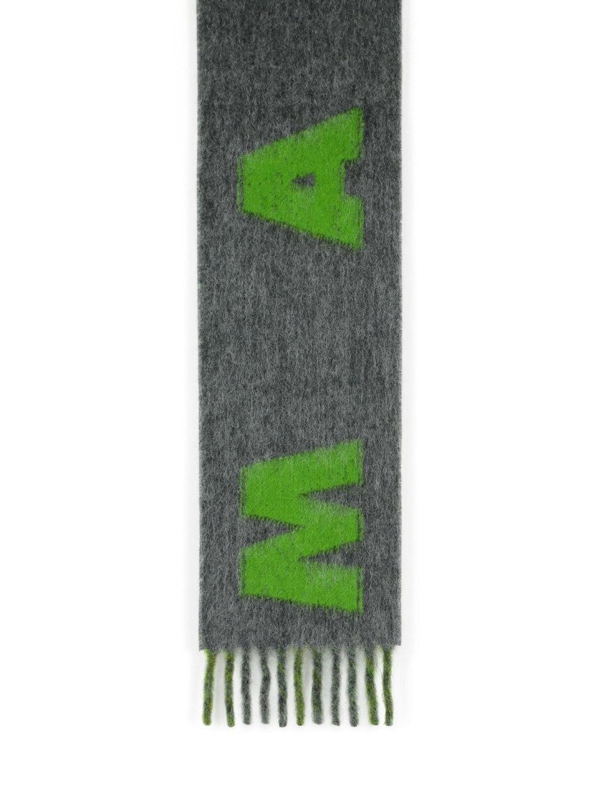 Marni Grey Mohair Blend Scarf With Fringes