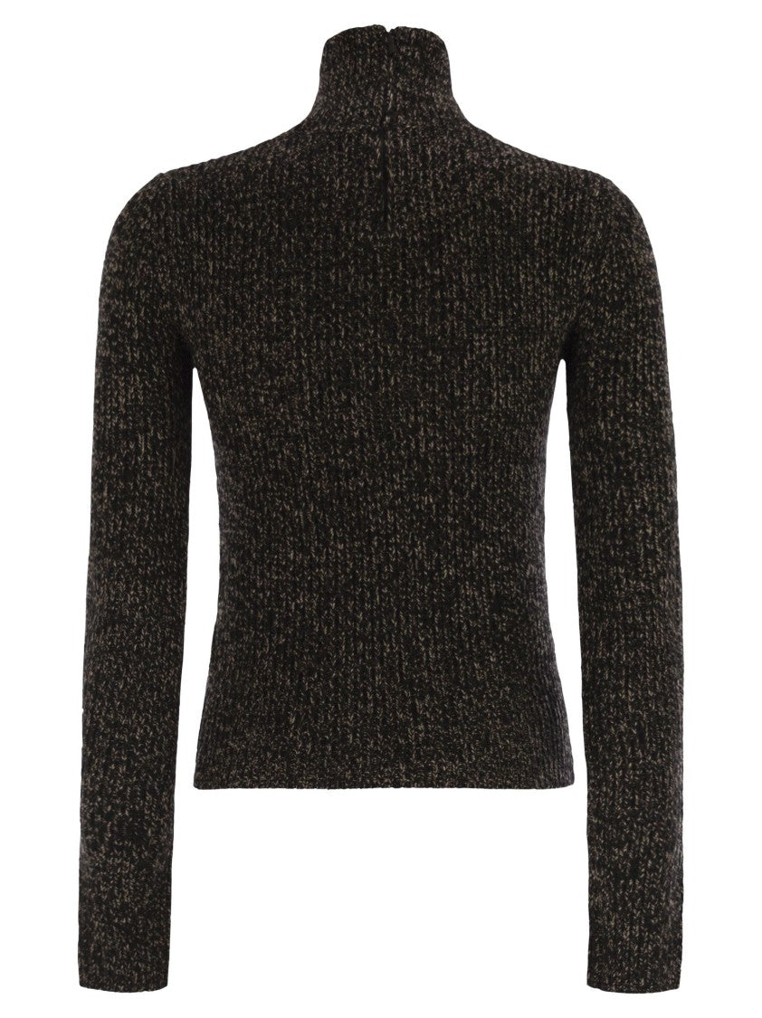 Max Mara Azulene1234 - Wool And Cashmere Mouliné Turtleneck Jumper