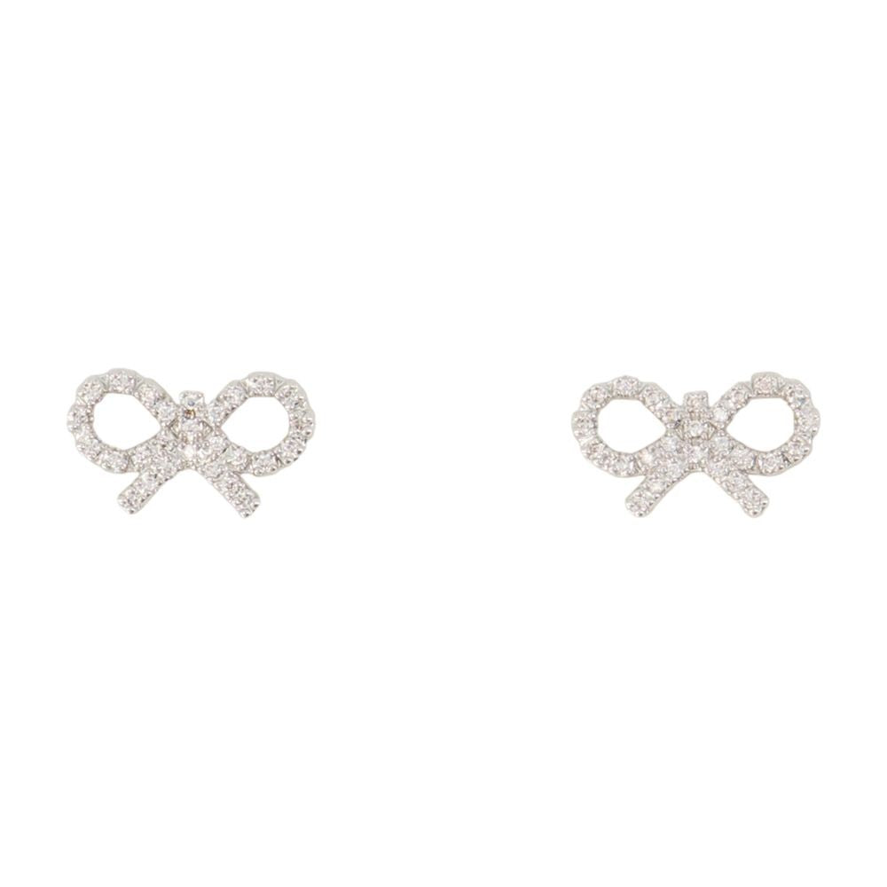 Self-Portrait Micro Bow Earrings - Silver - Silver