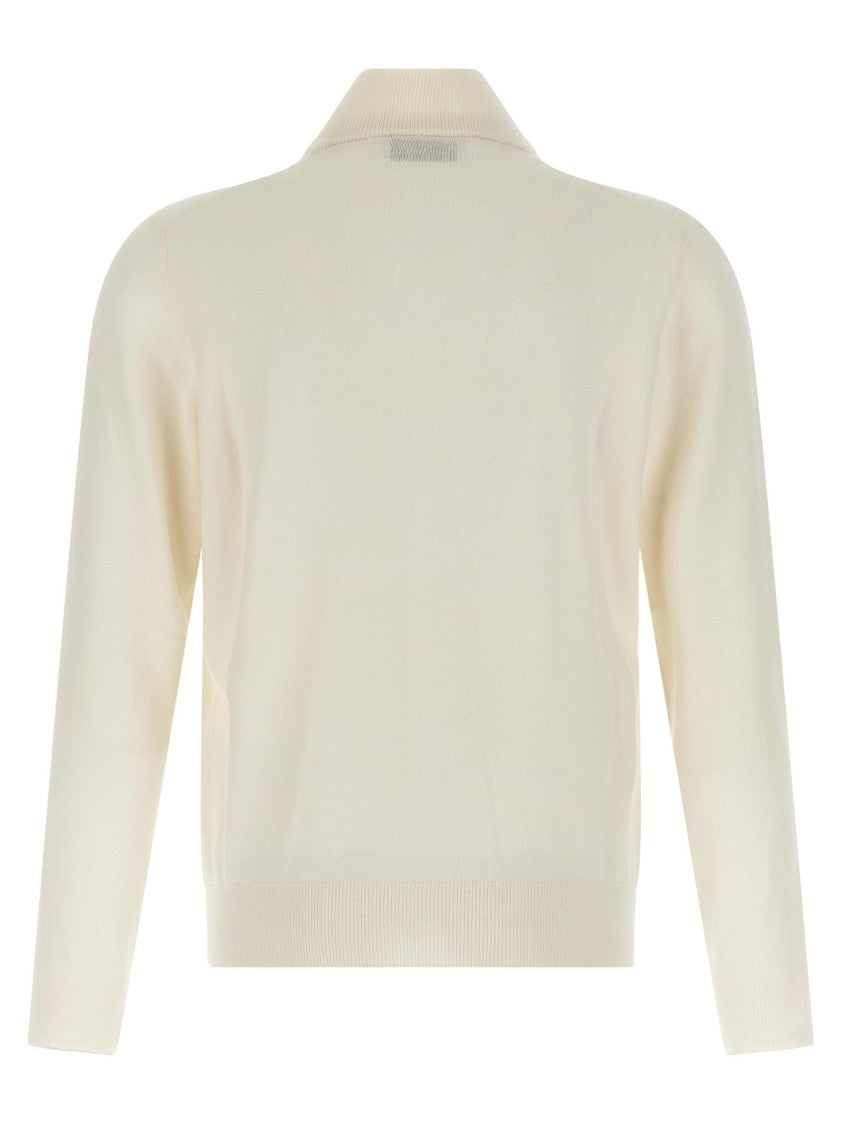 Brunello Cucinelli High Neck Cashmere Cardigan With Front Zip Closure