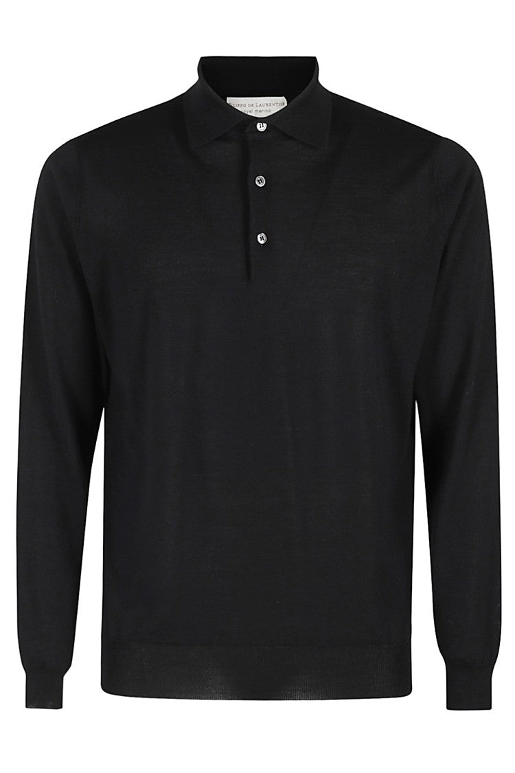 Filippo De Laurentis Fitted Long-Sleeve Polo In Superfine Merino Wool