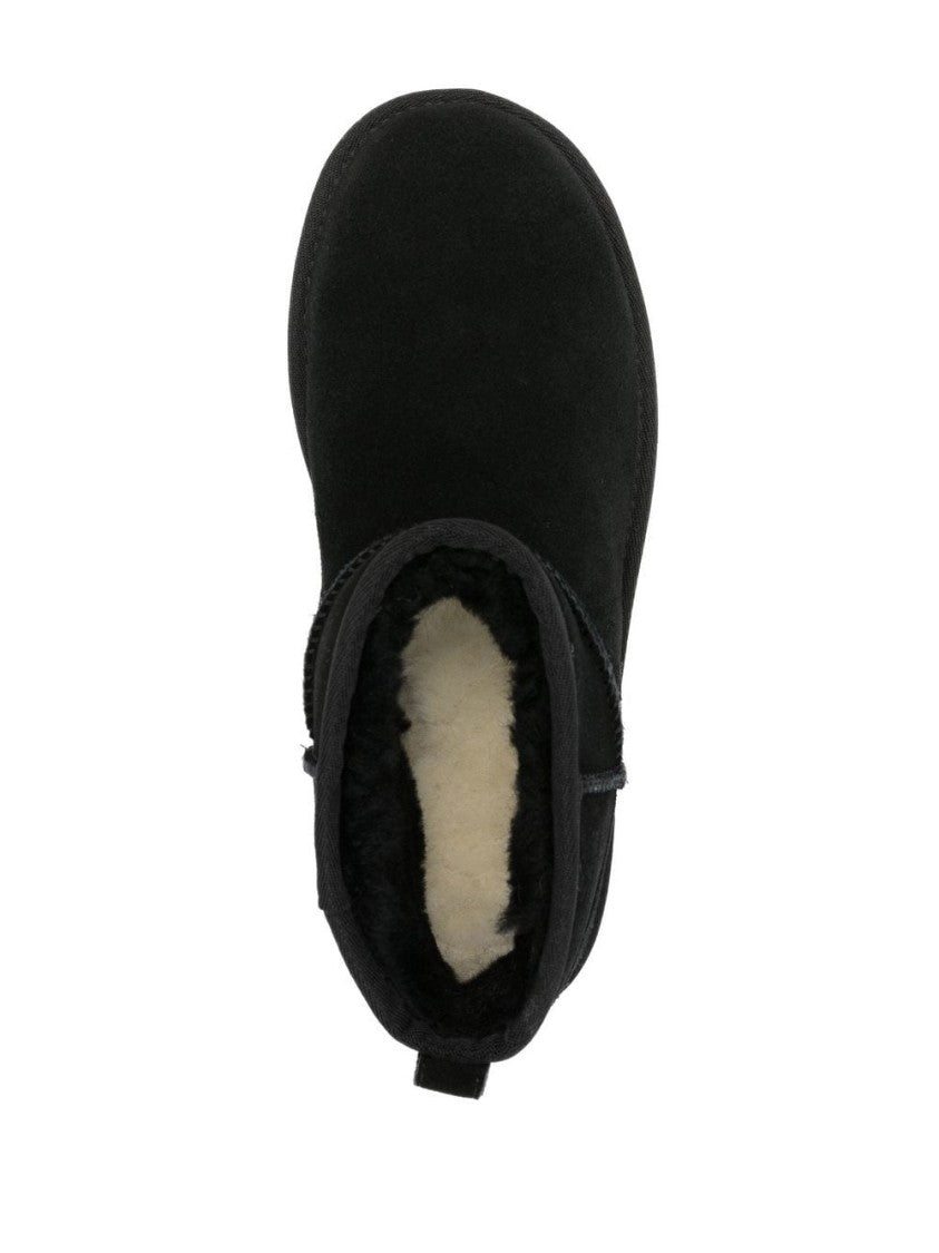 Ugg Black Leather Classic Ultra Mini Platform Ankle Boots