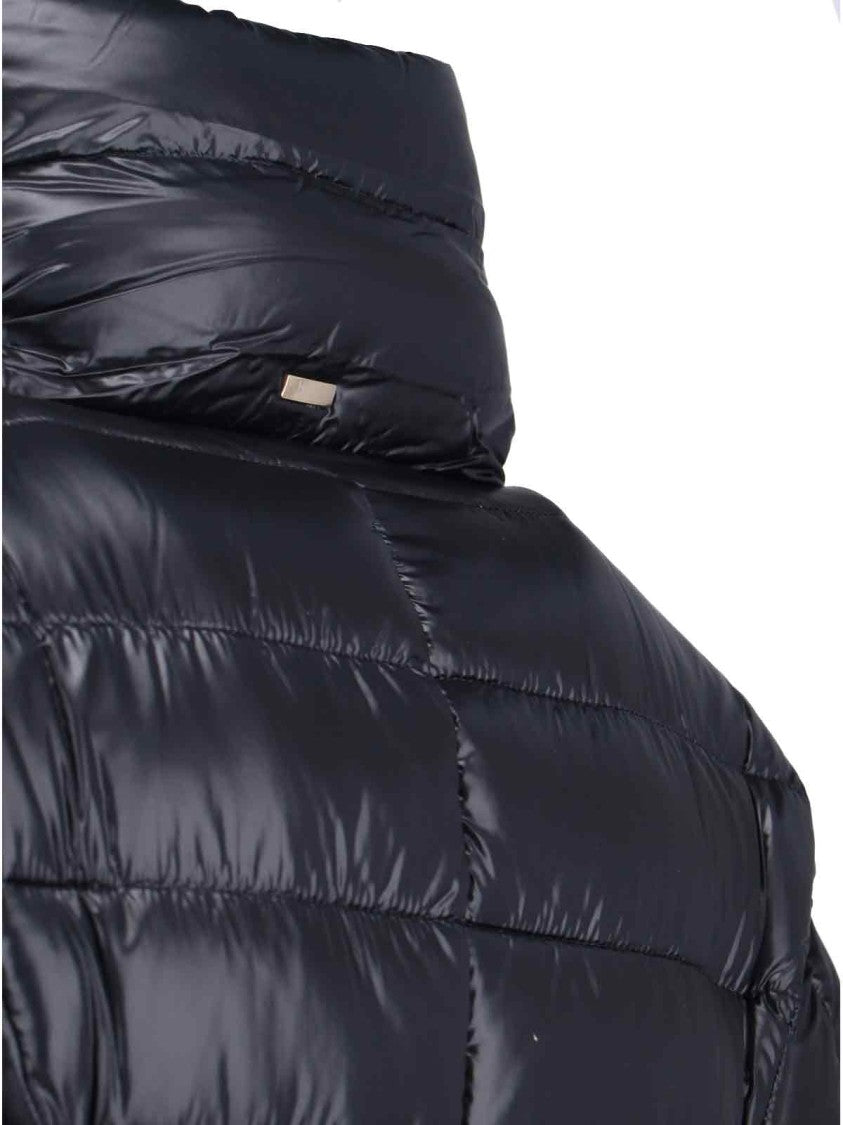 Herno Maxi Puffer Jacket With Belt And High Collar