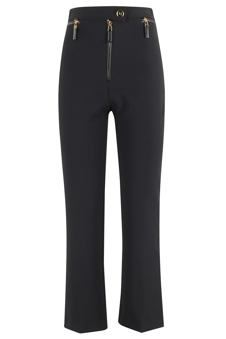 Elisabetta Franchi High-Waisted Black Pants With Flared Leg