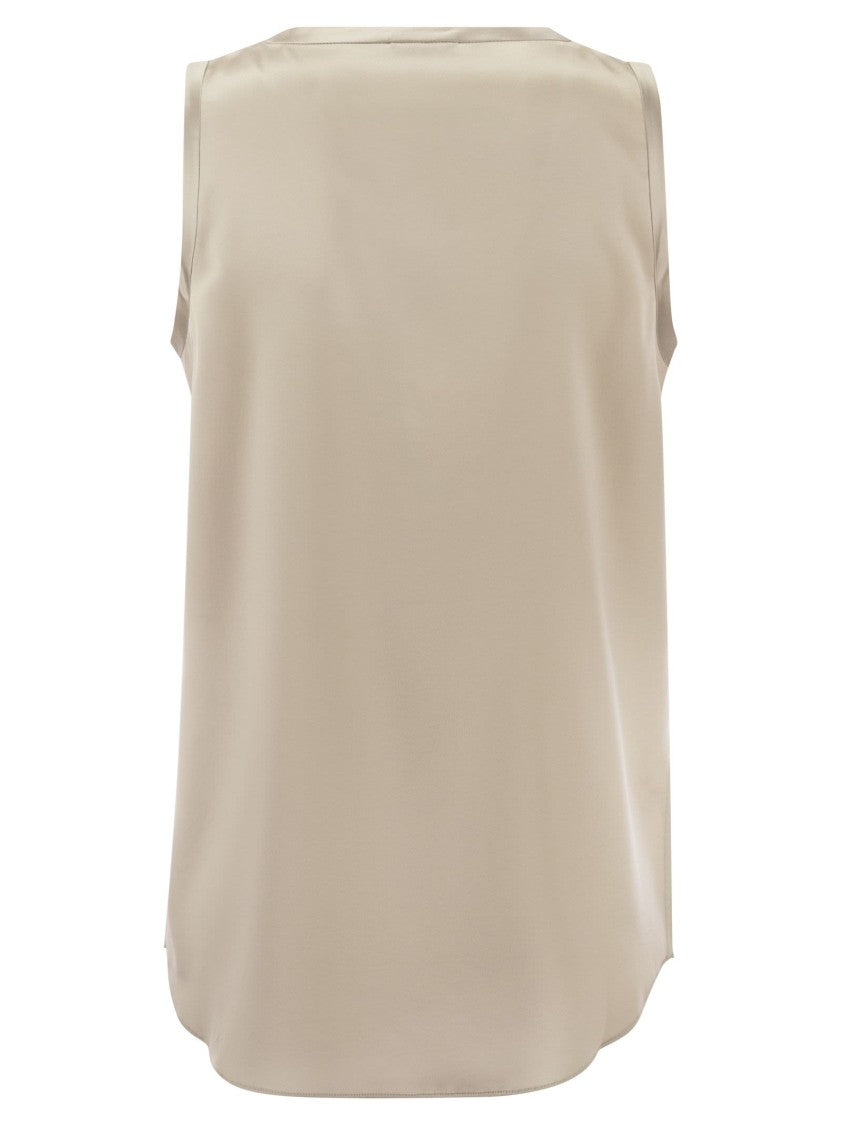 Brunello Cucinelli Stretch Silk Satin Top