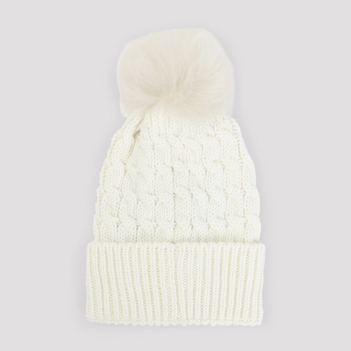 Moncler Grenoble Natural White Virgin Wool Hat With Tonal Pompon And Ribbed Hem