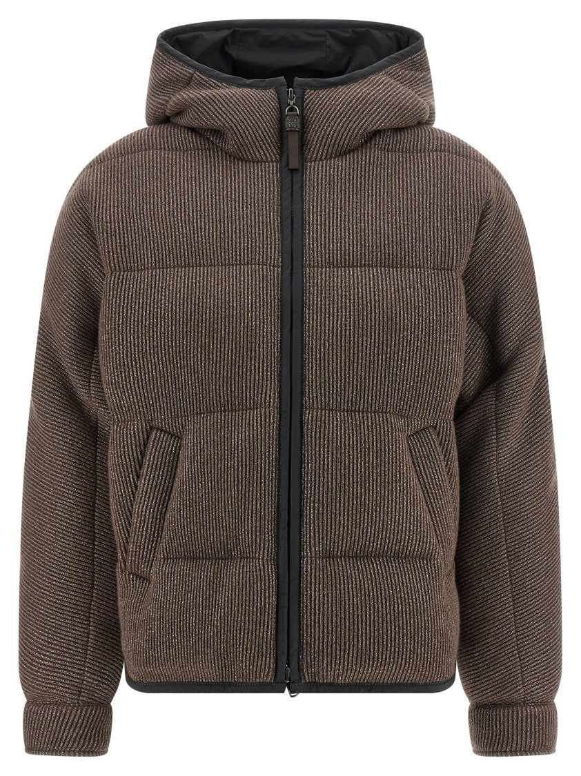 Brunello Cucinelli Lame Wool Down Jacket