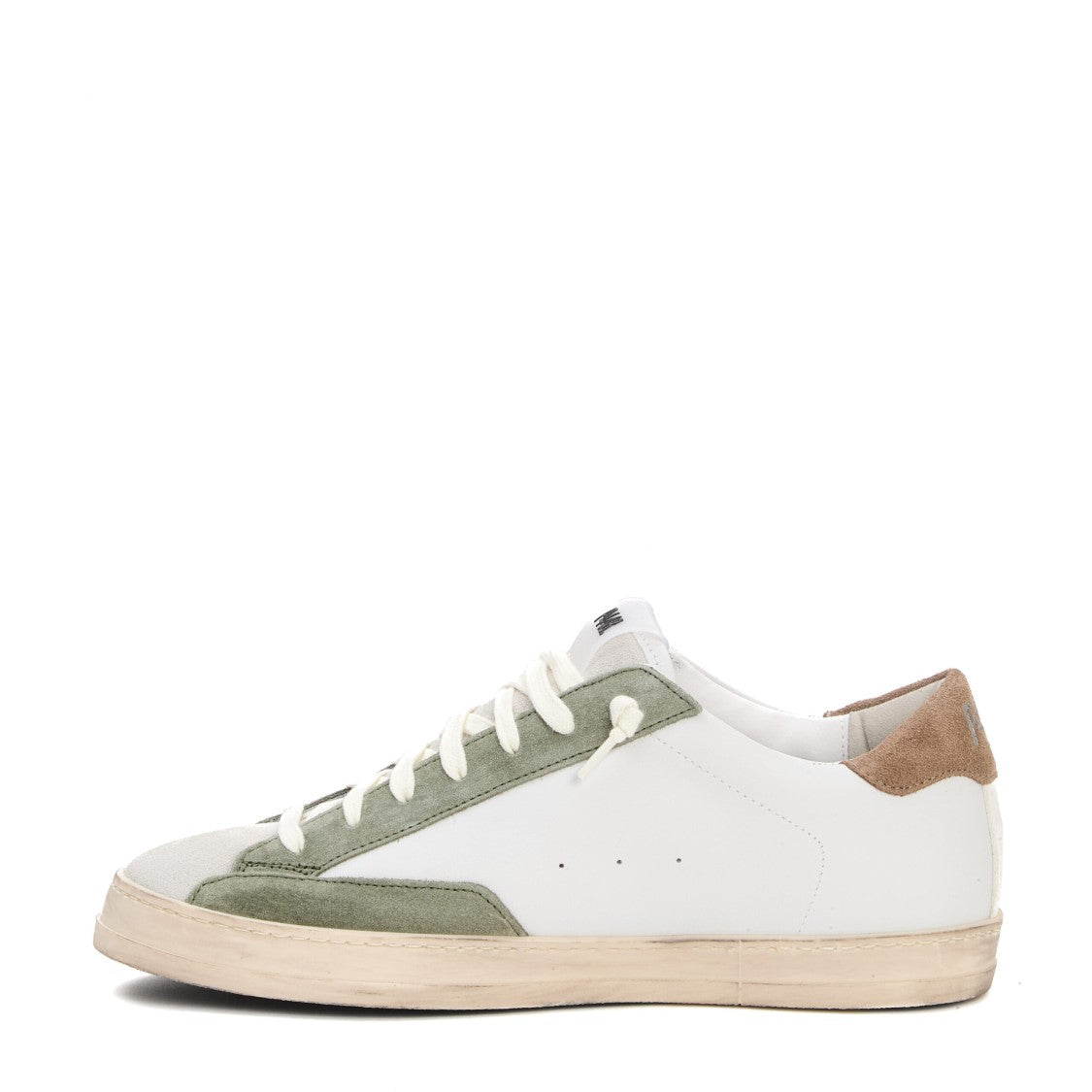 P448 Pelle Bianca E Camoscio Salvia Sneakers
