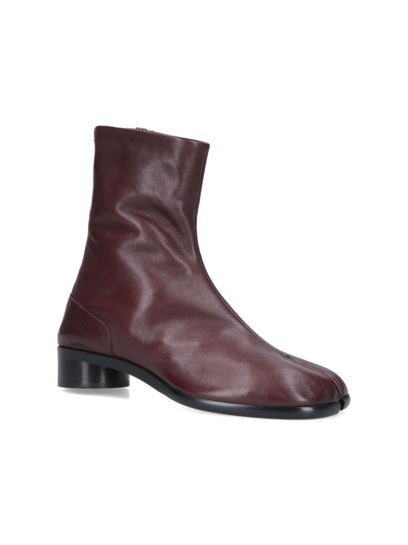 Maison Margiela Ankle-High Split-Toe Brown Leather Boots