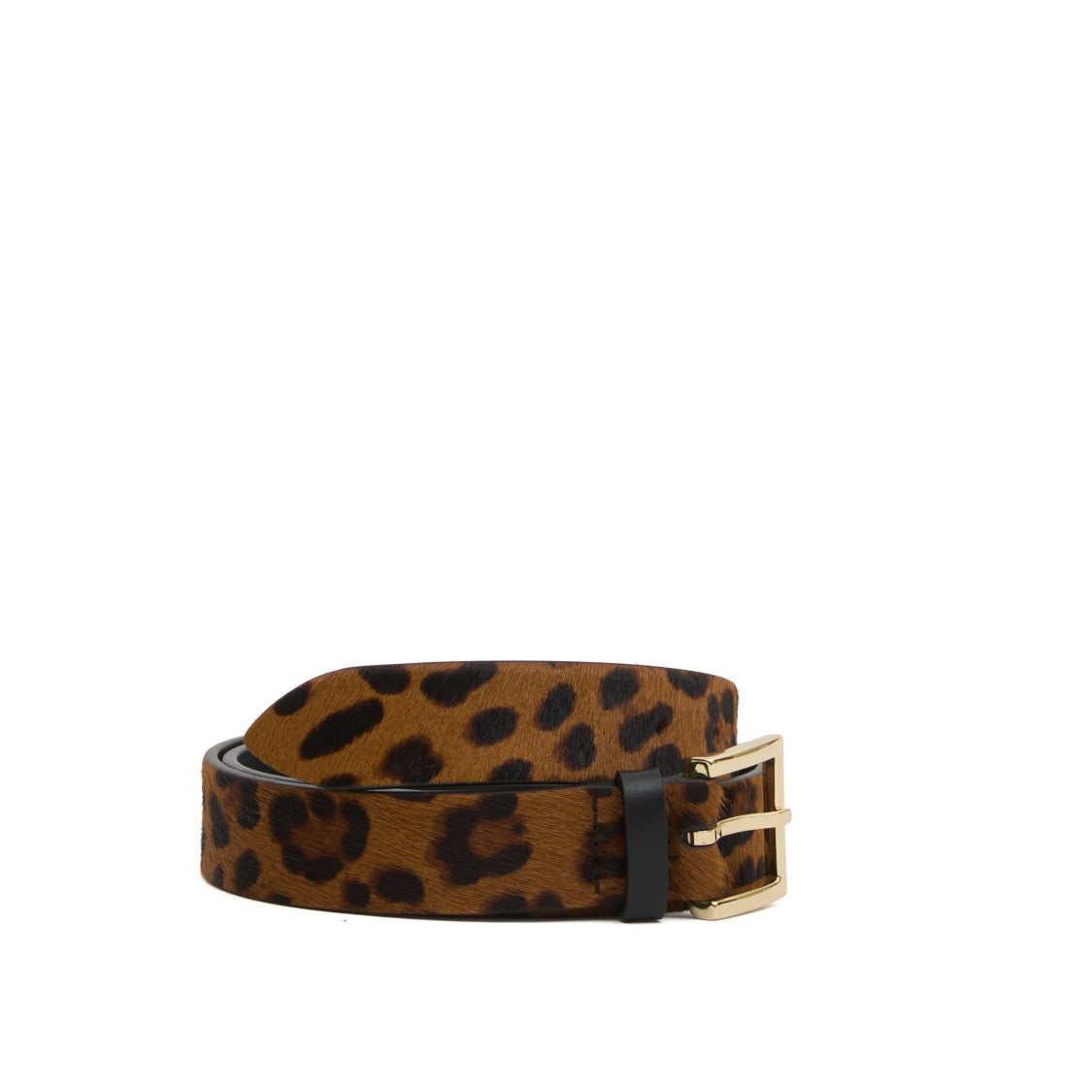 Orciani Beige Leather Belt With Square Leopard Print Buckle