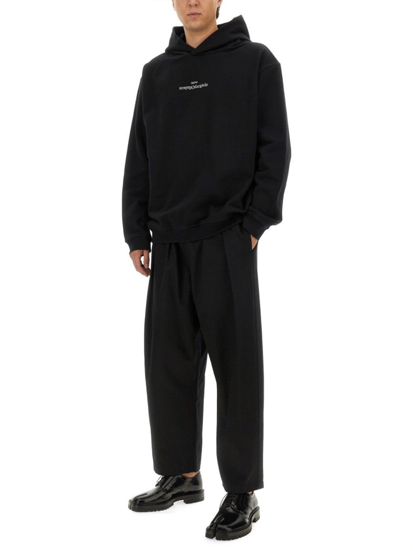 Maison Margiela Black Hoodie With Inverted Logo