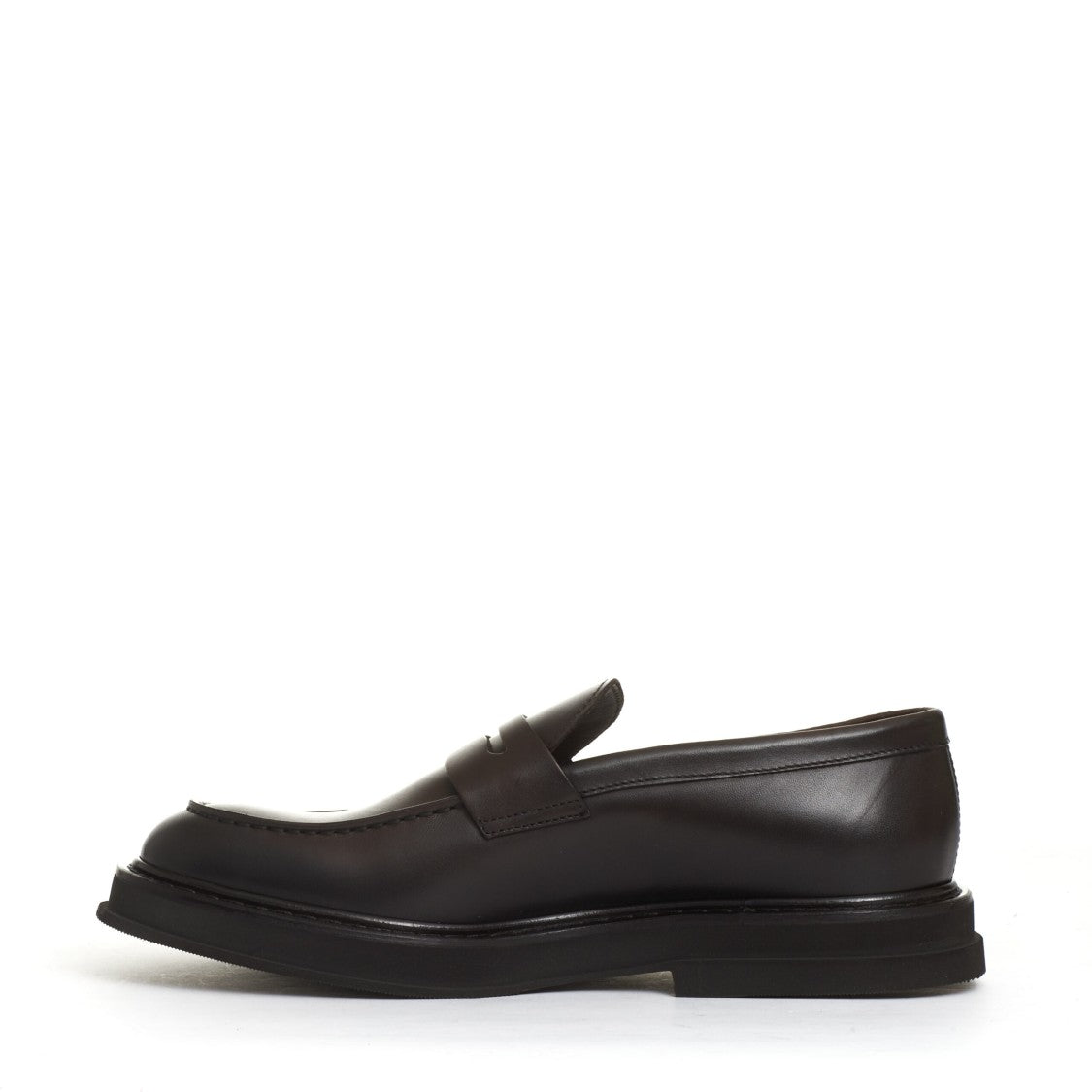 Doucal's Brown Leather Moccasin With Edged Rubber Sole
