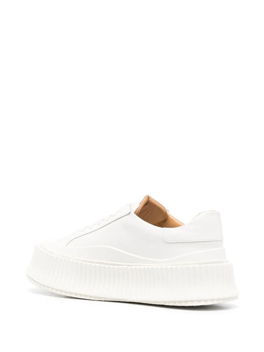 Jil Sander Casual Minimalist Leather Sneakers With Ridged Sole