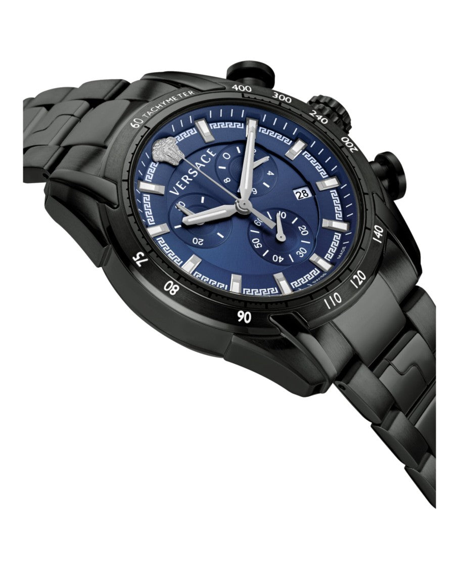 Versace V-Ray Chronograph Watch With Ip Black Case