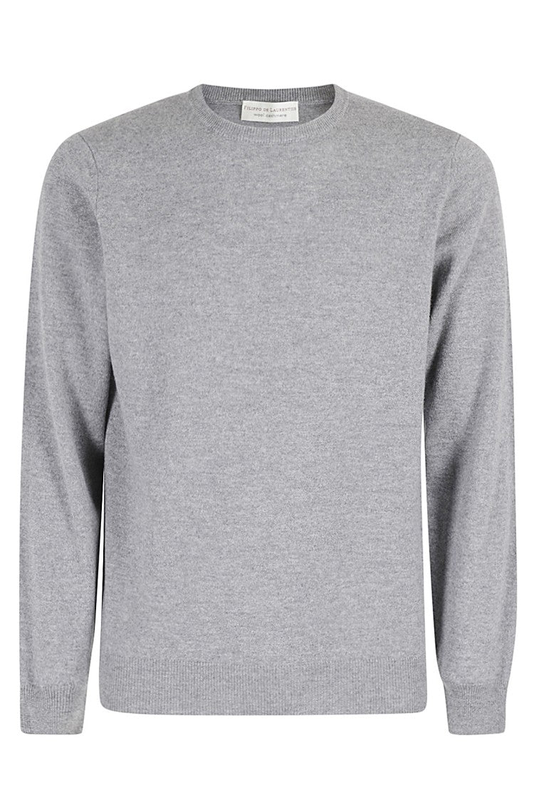 Filippo De Laurentiis Grey Cashmere Blend Crew Neck Sweater
