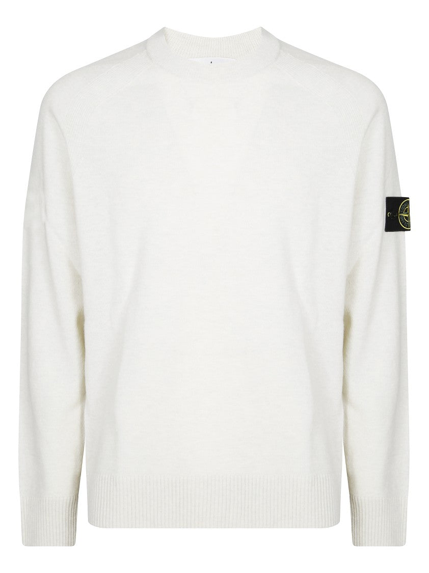 Stone Island Classic White Crew Neck Sweater