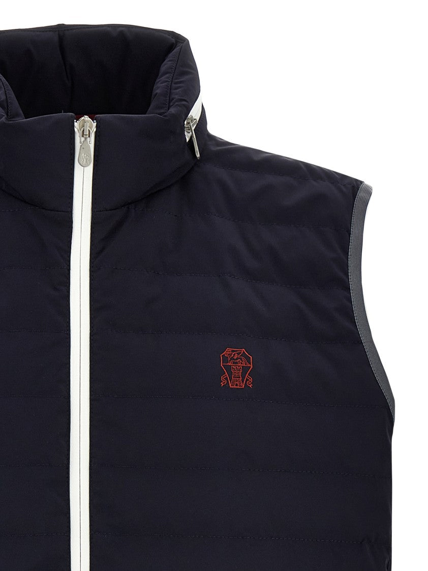 Brunello Cucinelli Padded Technical Fabric Waistcoat With Embroidered Logo