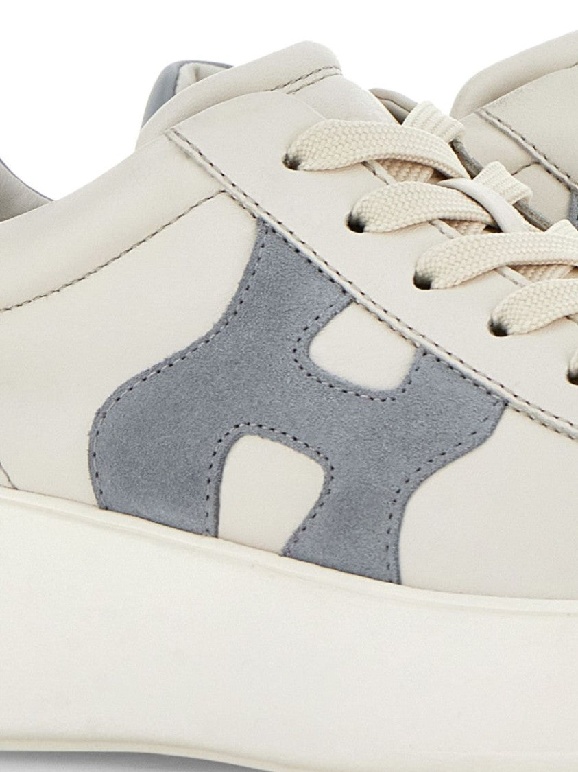 Hogan Beige Sneakers With Suede Accents And Sole