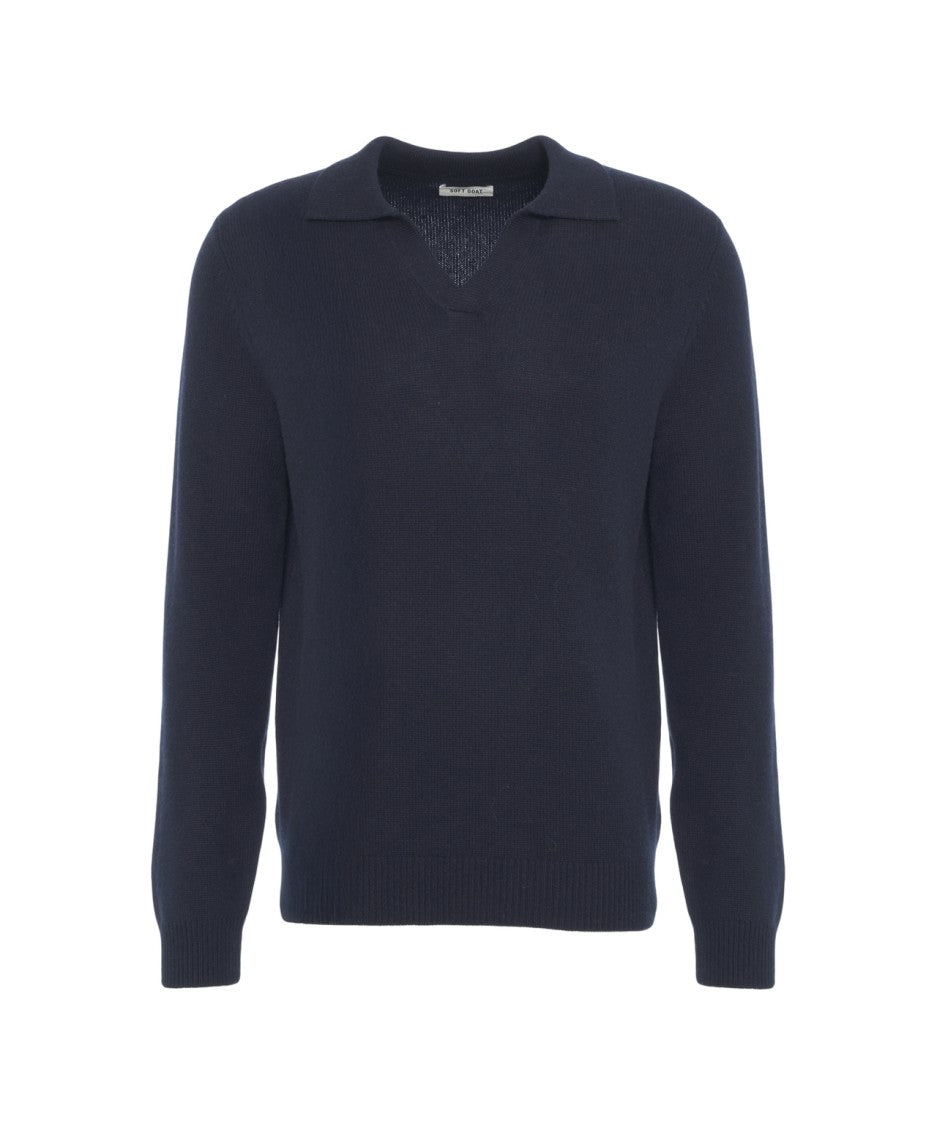 Soft Goat Cashmere Polo Sweater With Classic Collar