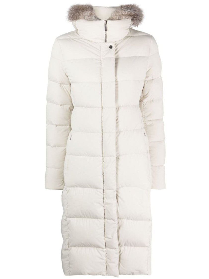 Moorer Long Down Jacket With Hairy Hat
