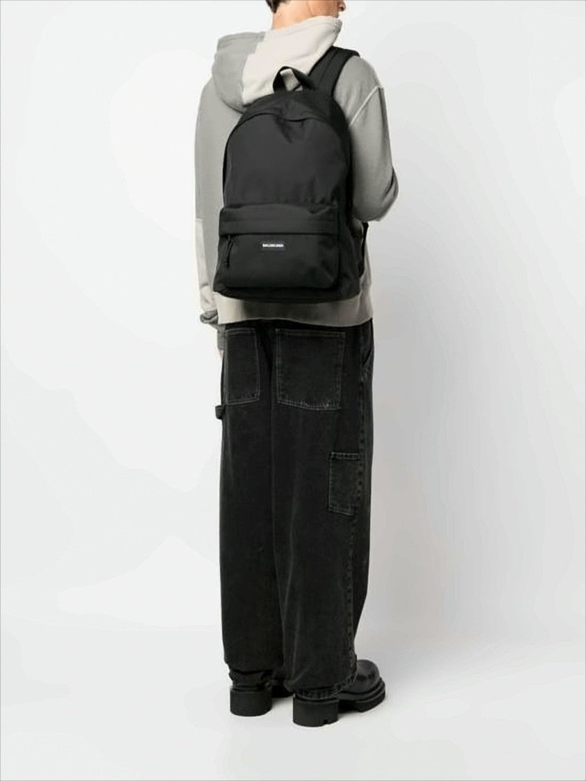 Balenciaga Minimalist Black Backpack With Logo Patch