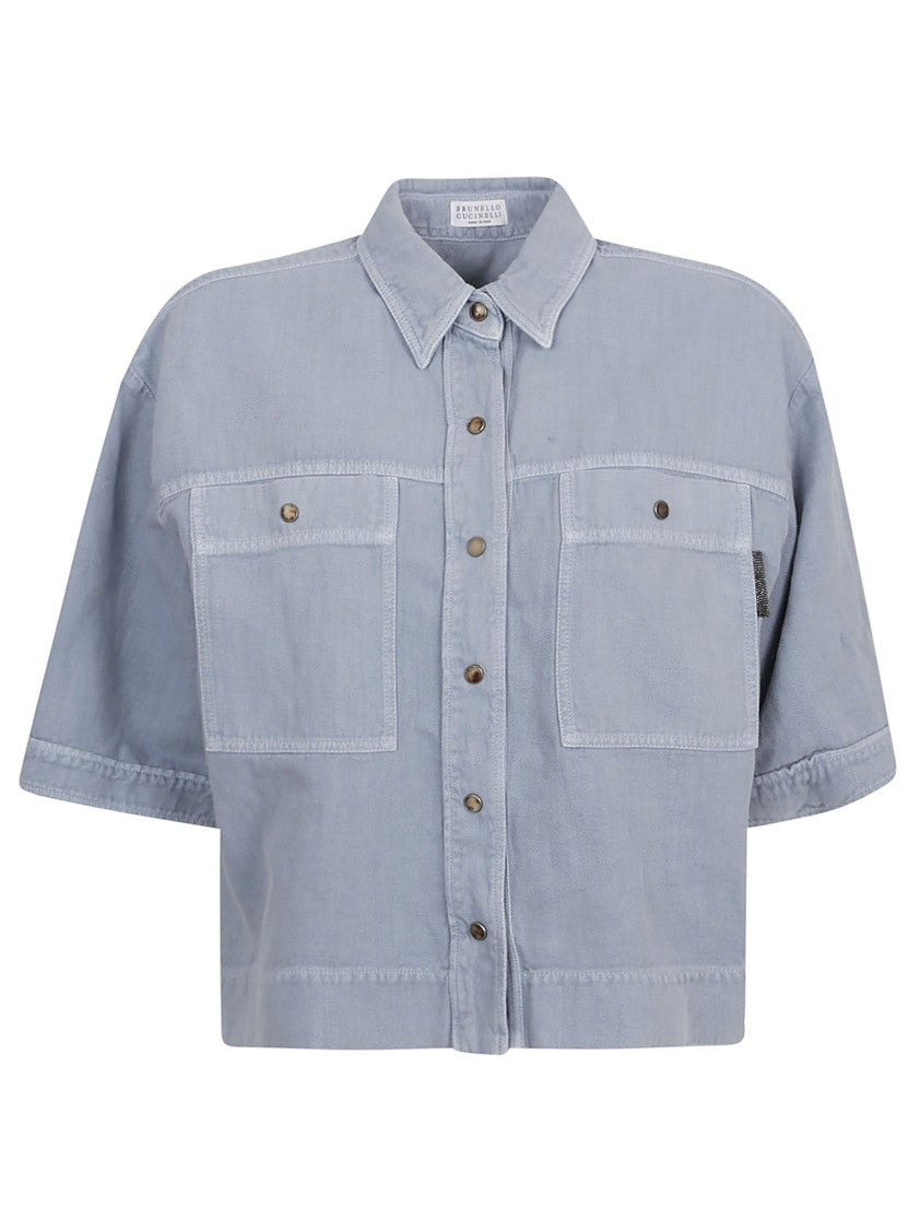 Brunello Cucinelli Cropped Button-Up Shirt With Classic Collar