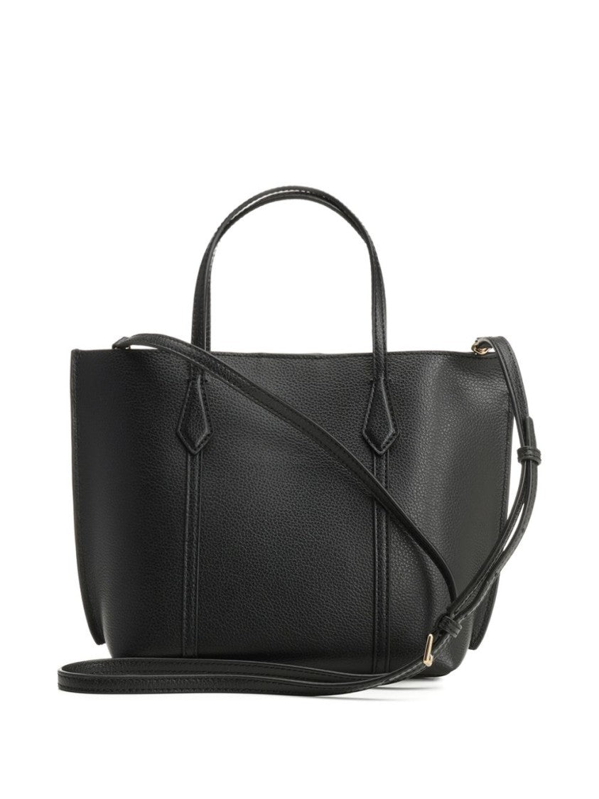 Tory Burch Structured Black Leather Handbag With Dual Handles
