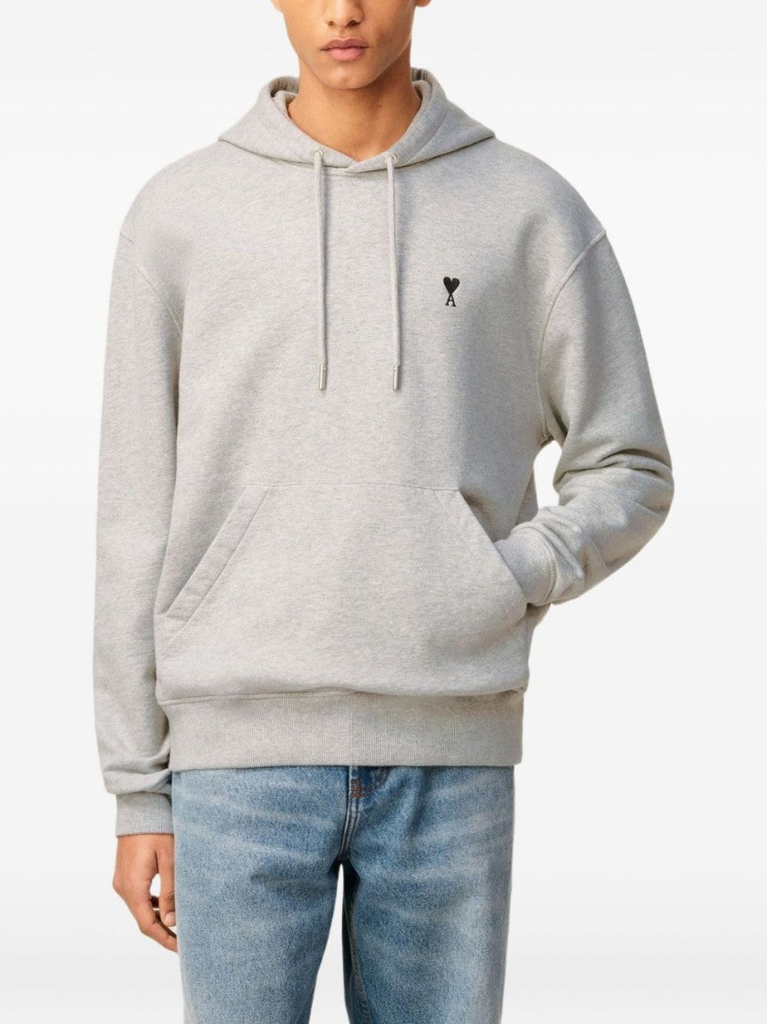 Ami Light Grey Hoodie With Engraved Eyelets