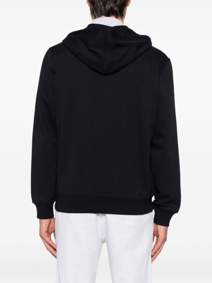 Brunello Cucinelli Black Cotton Sweatshirt With Hood And Zip Closure