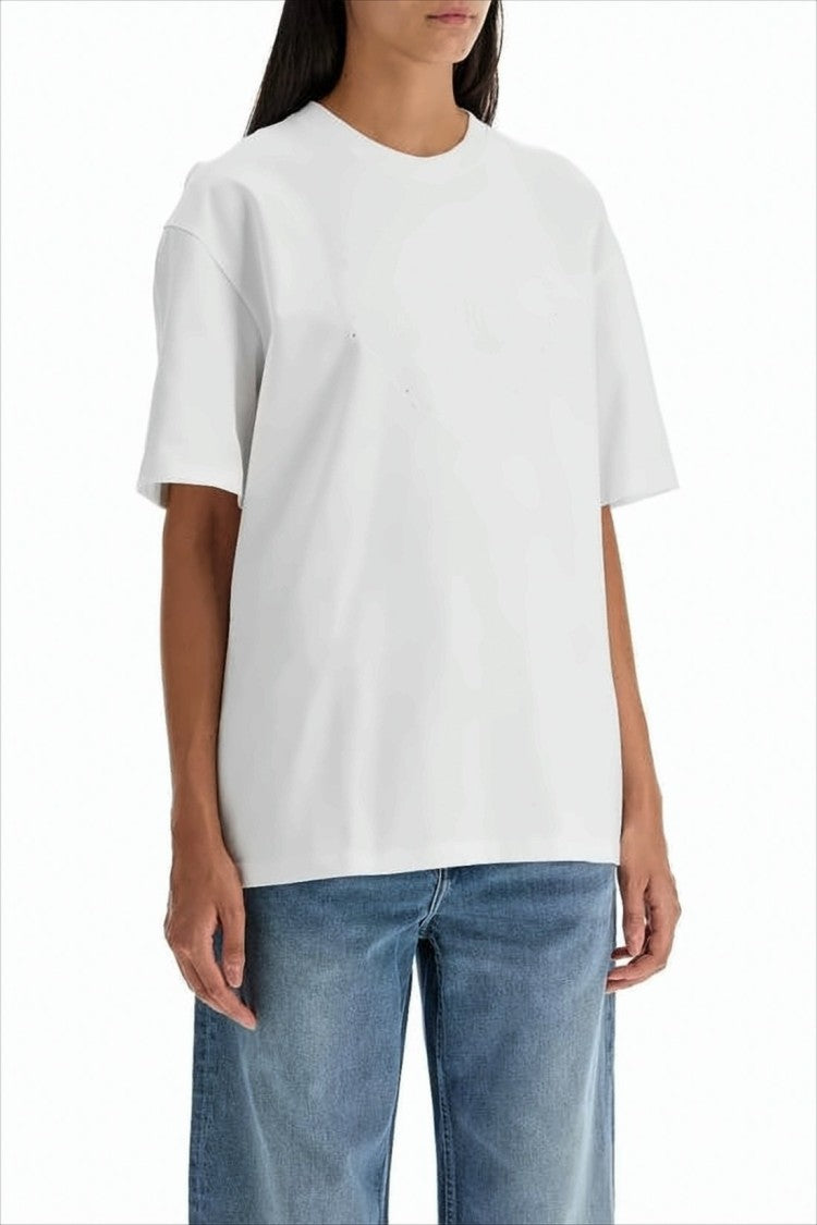 Ganni Relaxed-Fit Short-Sleeve T-Shirt With Heart Embossed Design