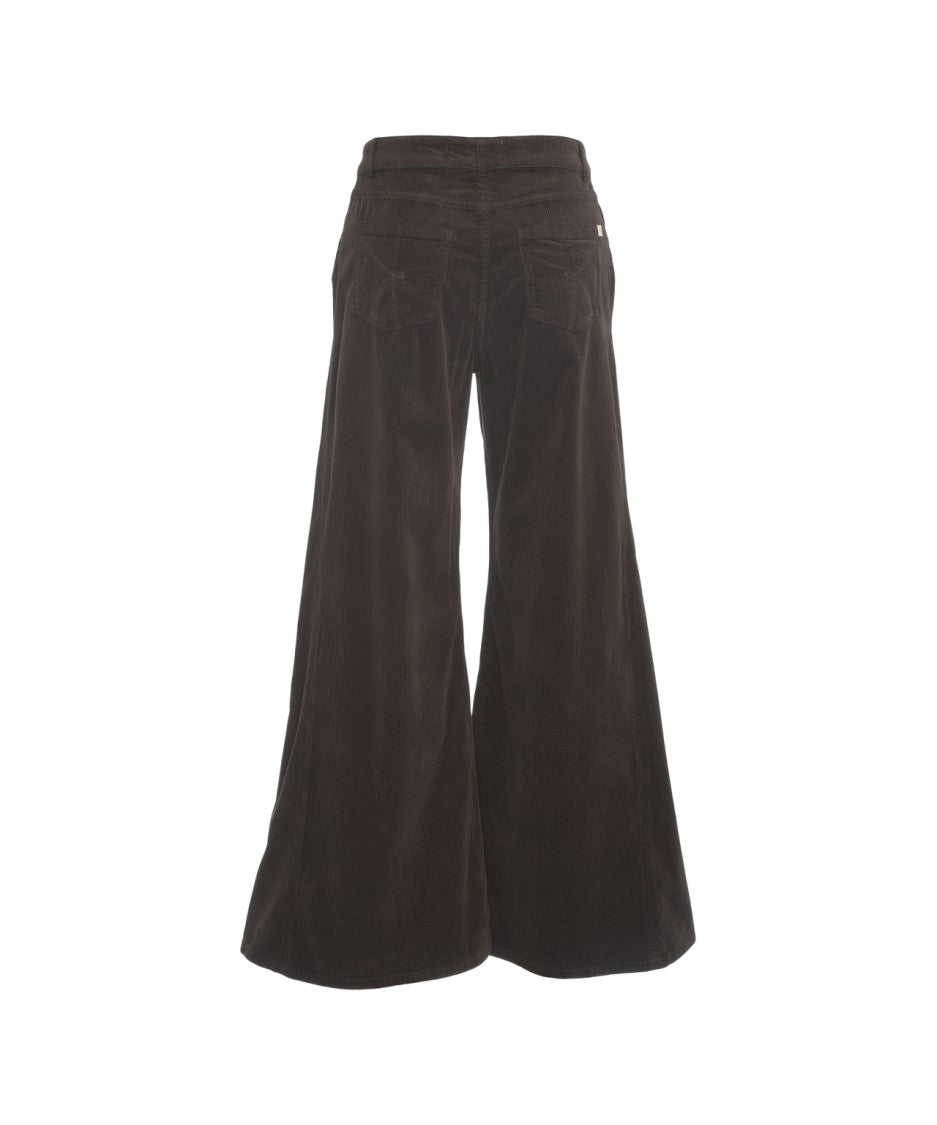 Kaos High-Waist Wide-Leg Trousers In Soft Corduroy