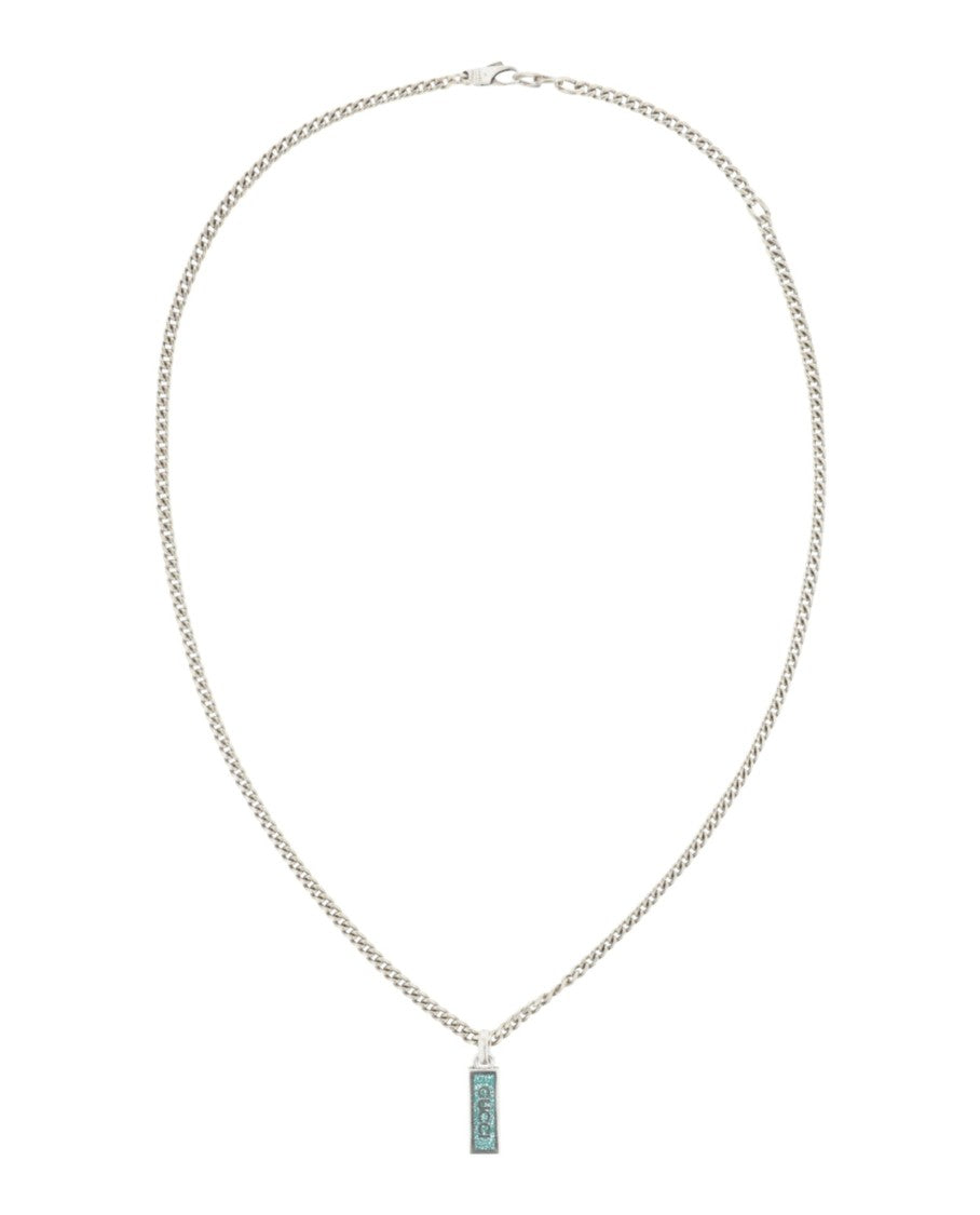 Gucci Sterling Silver Logo Plaque Necklace