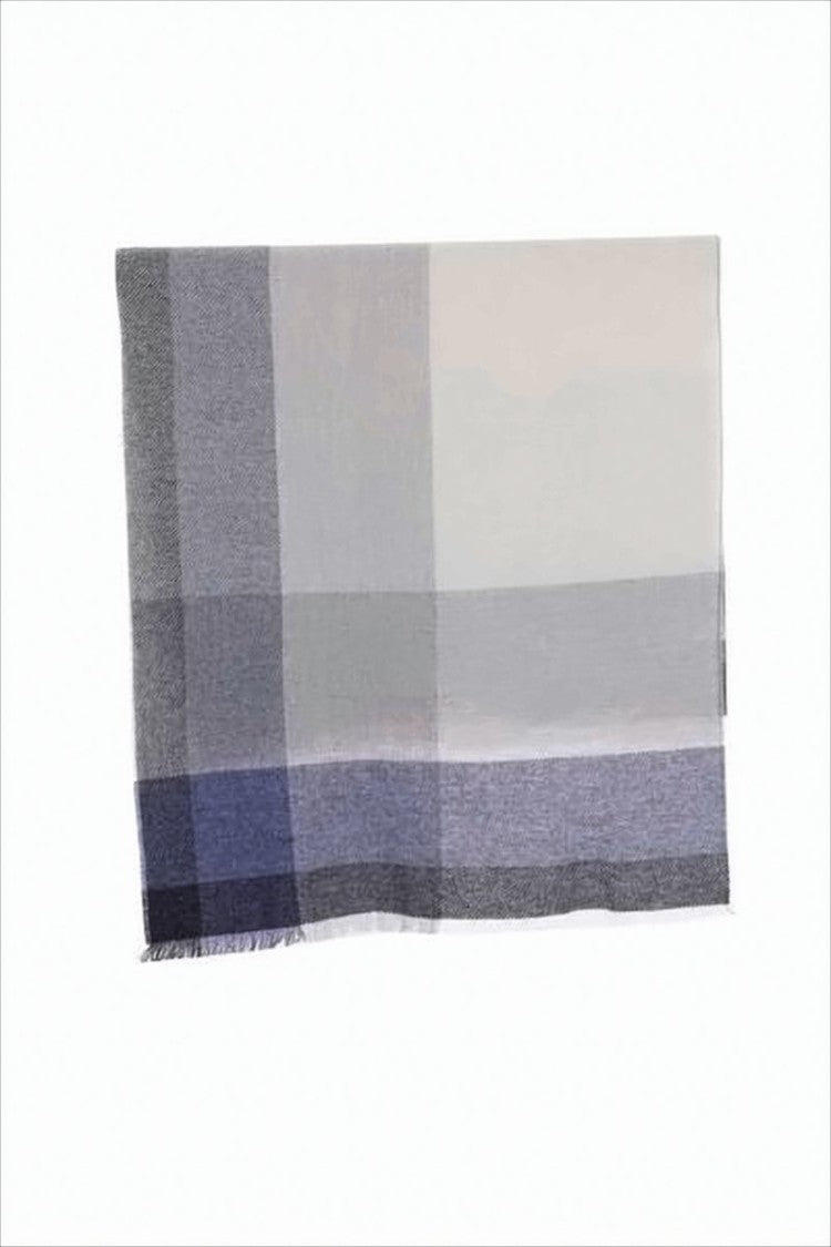 Brunello Cucinelli Checkered Wool-Cashmere Scarf With Fringed Edges