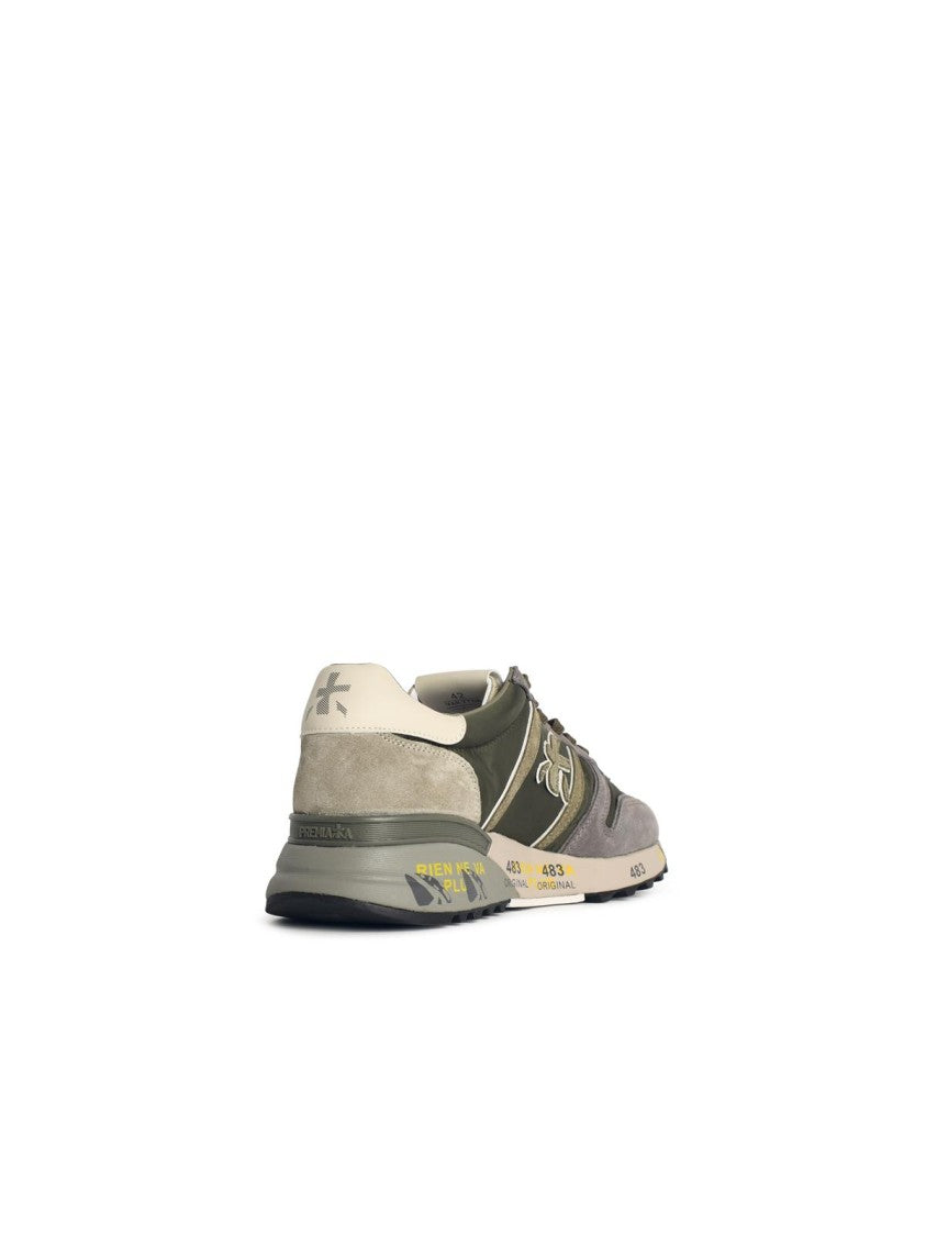 Premiata 'Lander 7706' Army Green Leather Sneakers