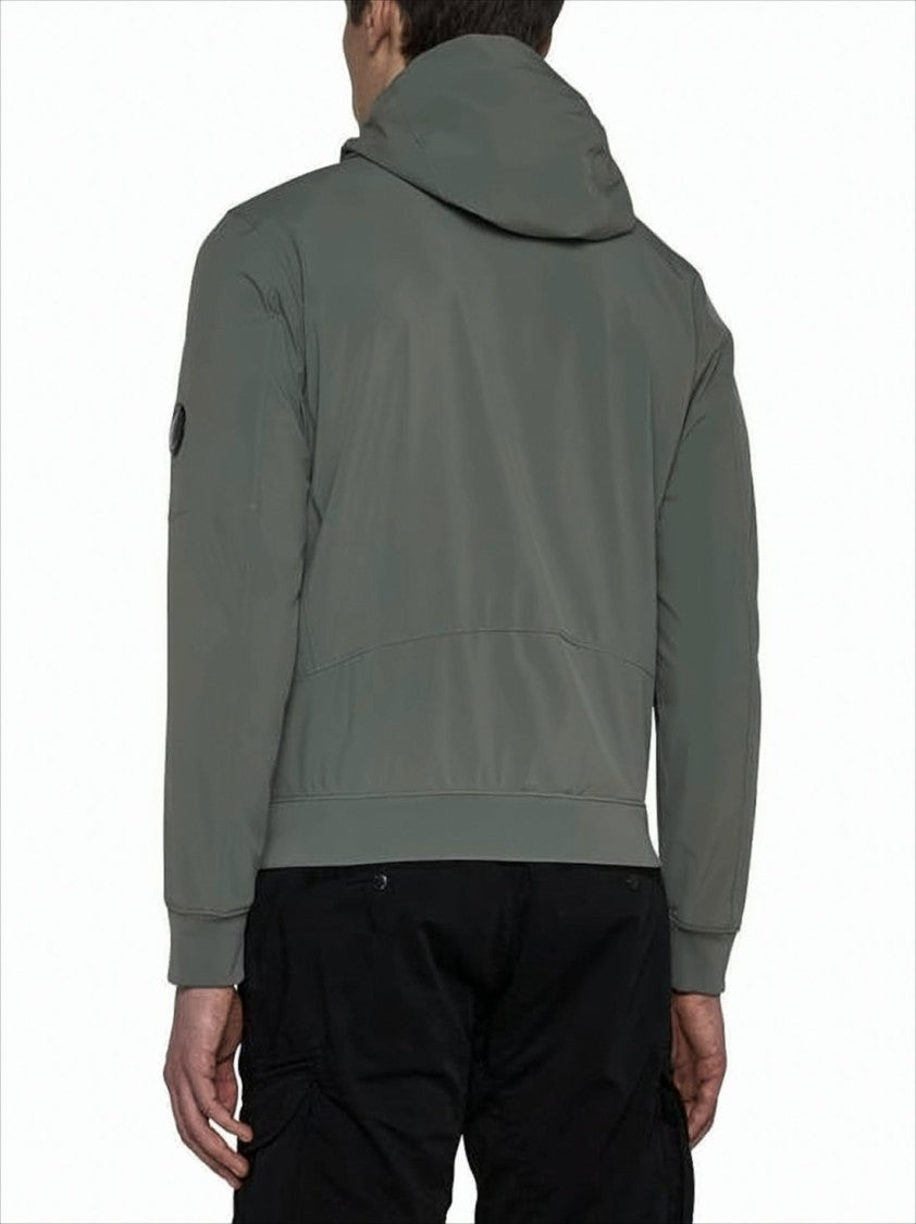 C.P. Company Hooded Grey Jacket With Zippered Pockets And Ribbed Cuffs
