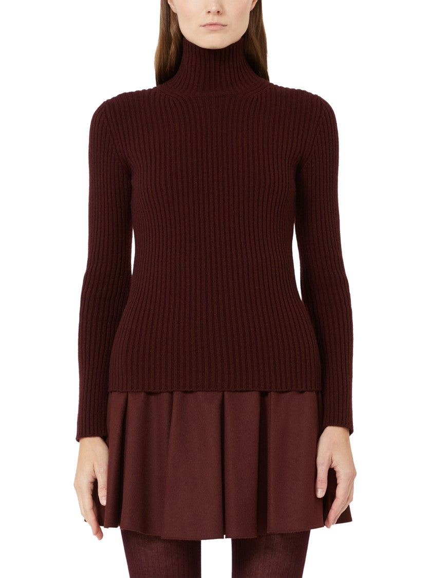 Max Mara Cable Knit Pullover Sweater With Ribbed Trimmings