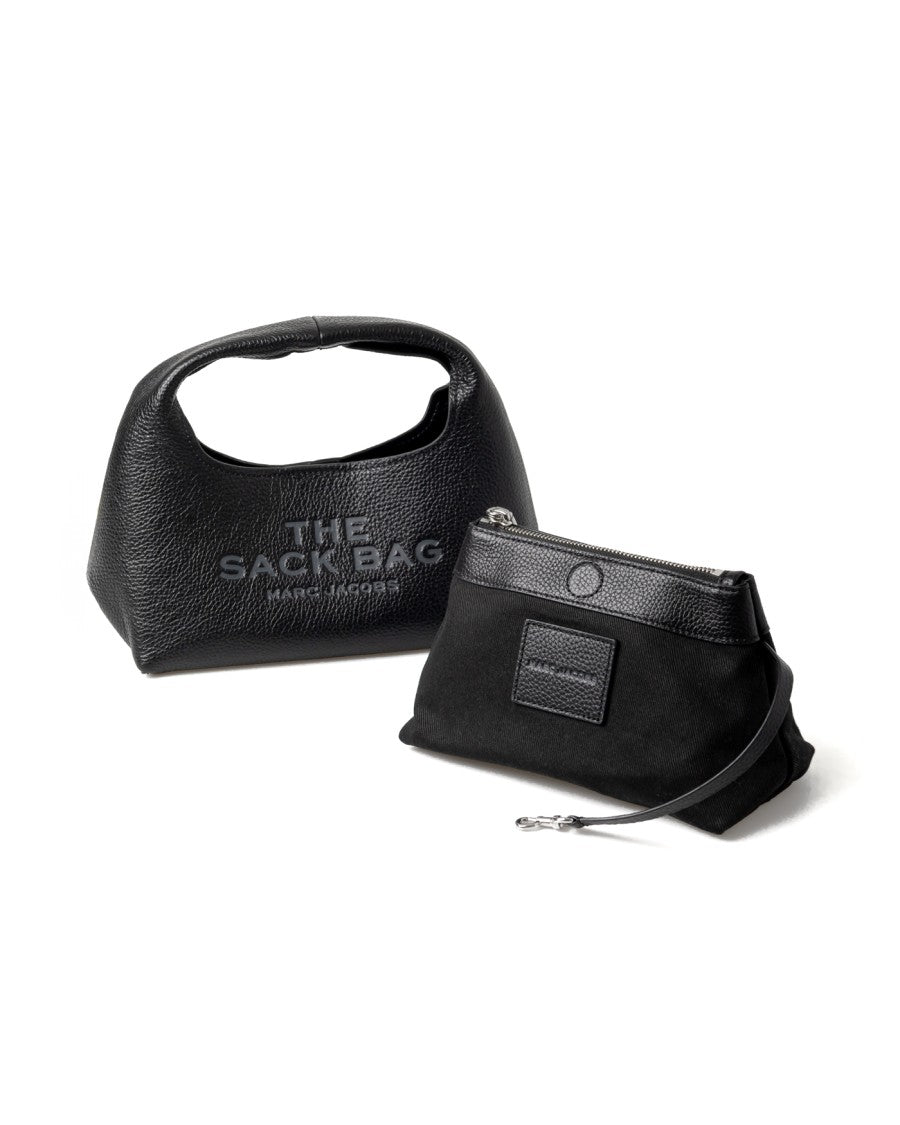 Marc Jacobs Semi-Circular Black Leather Shoulder Bag With Embossed Branding