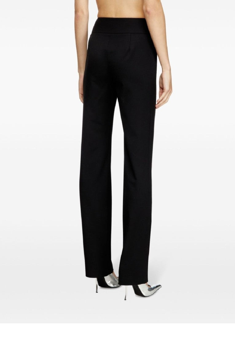 Diesel High-Waisted Wide-Leg Trousers With Signature Logo Detail