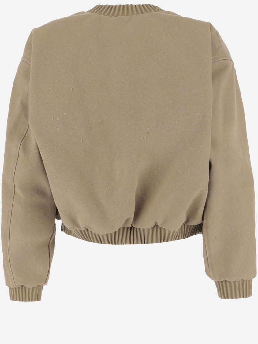 We11 Done Cotton Blend Jacket With Ribbed Edges And Signature Logo