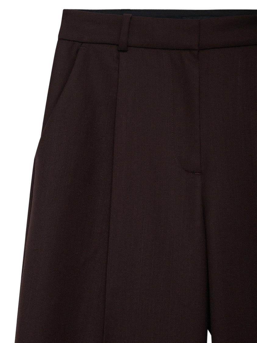 Anine Bing High-Waisted Wide-Leg Trousers With Front Pleats