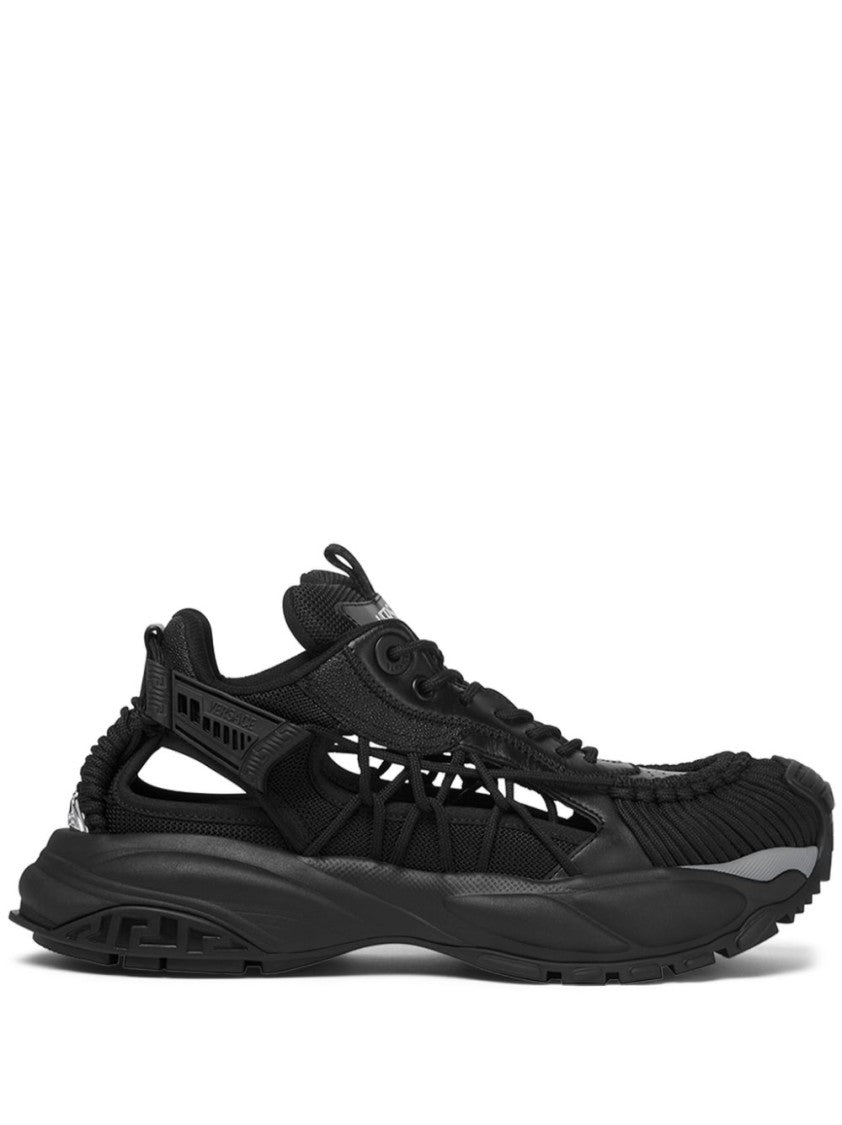 Versace Black Panelled Sneakers With Cut-Out Detailing