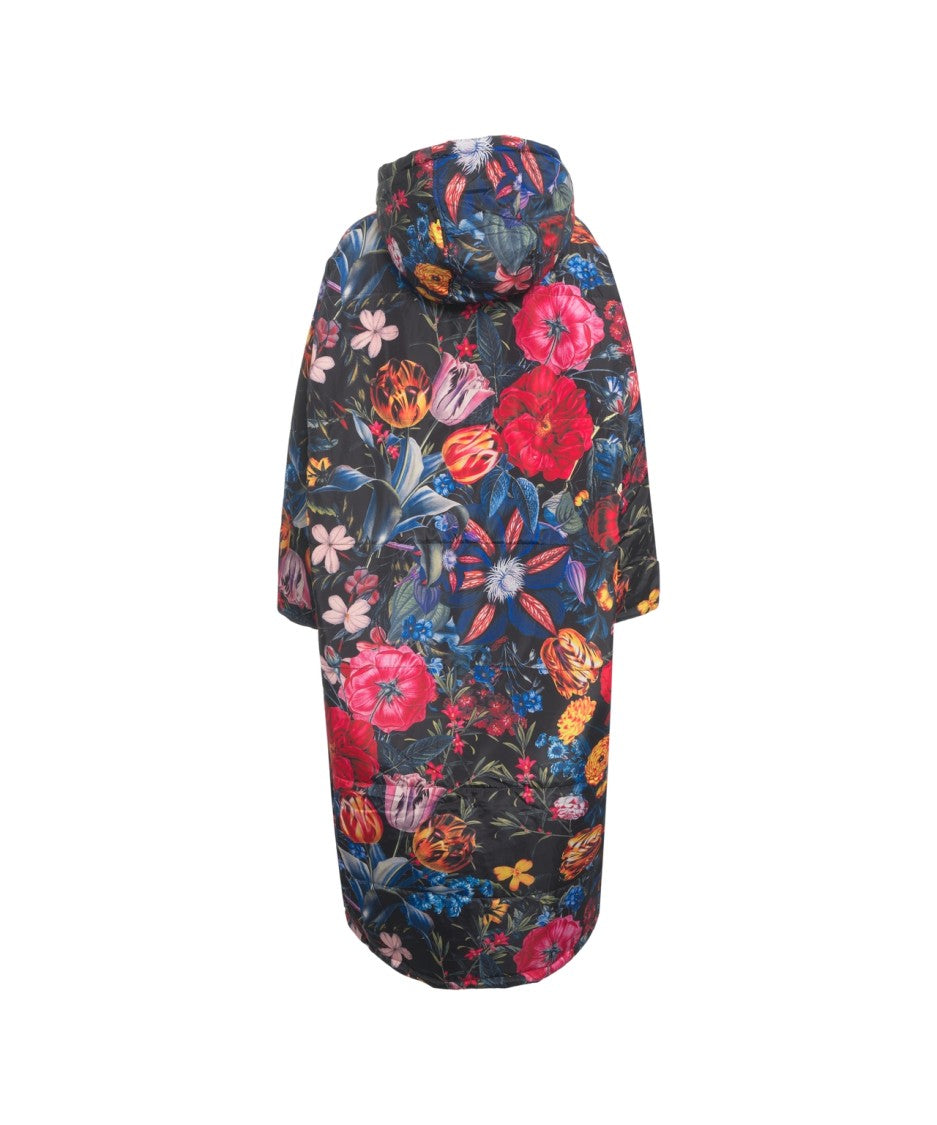 Sittingsuits Quilted Floral Print Coat With Oversized Silhouette